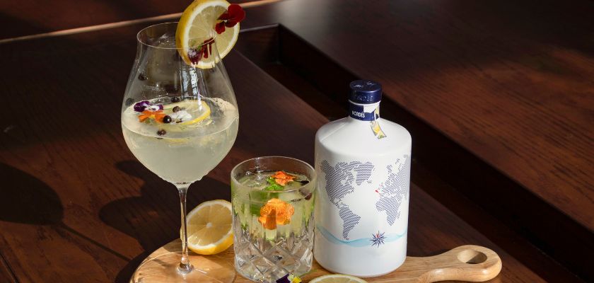 Servirani Gin na dasci s različitim začinima