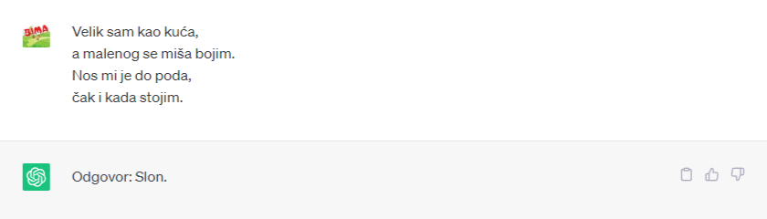 Chat gpt odgovara na zagonetke 