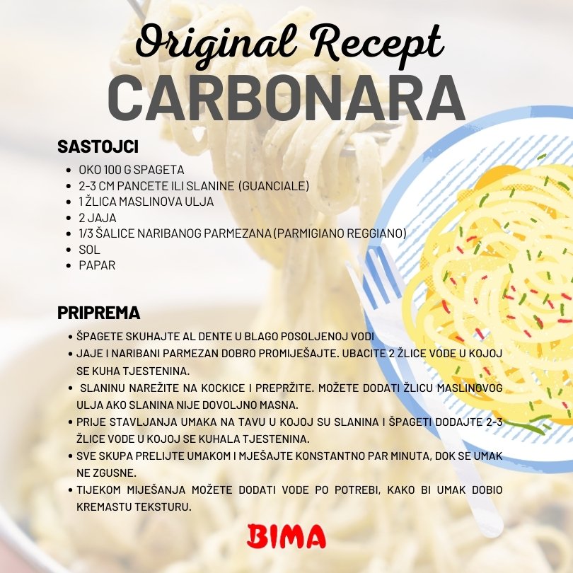 Isprintajte orginalan carbonara recept