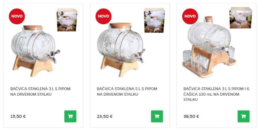 BAČVICA STAKLENA 3 L S PIPOM NA DRVENOM STALKU