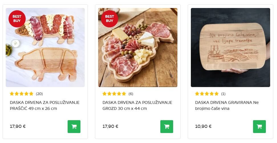 Daska za rezanje daske za posluživanje šunke u kruhu