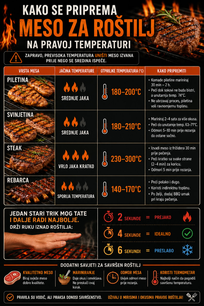 kako se priprema meso za roštilj - na pravoj temperaturi