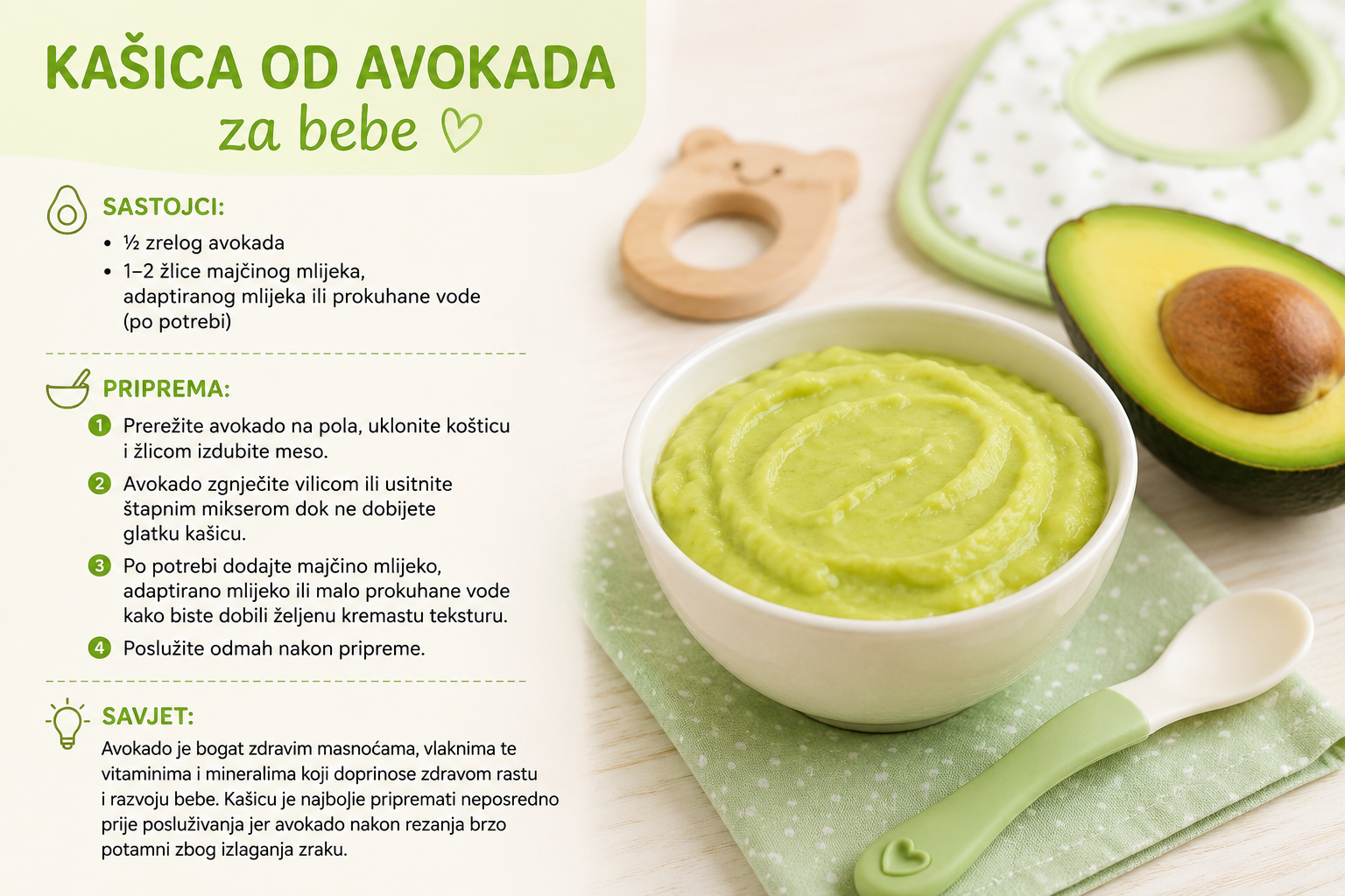 Kašica od avokada za bebe