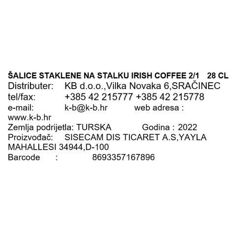 IRISH COFFEE ŠALICE 225 ML 2/1