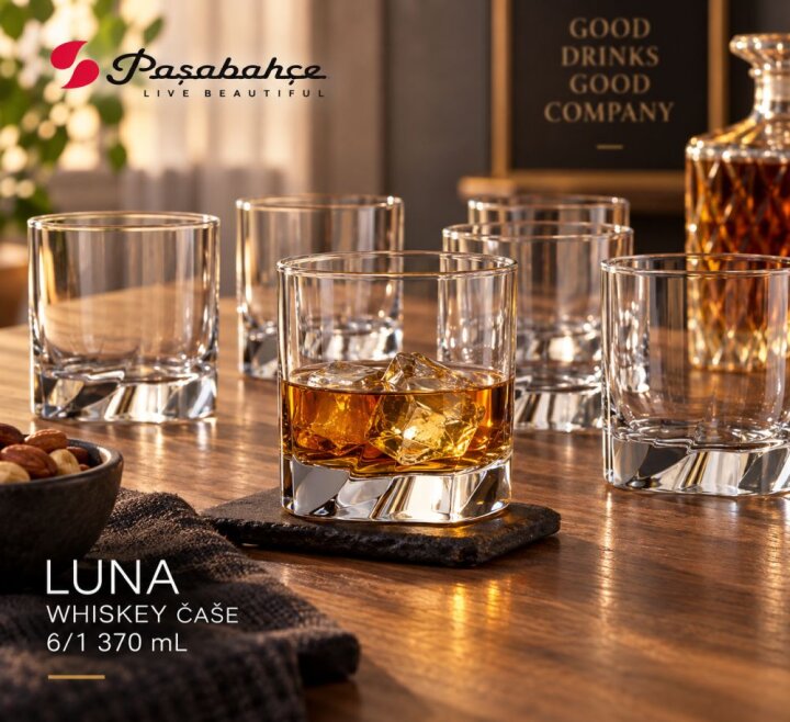 ČAŠE LUNA WHISKEY SET 6/1 370 mL