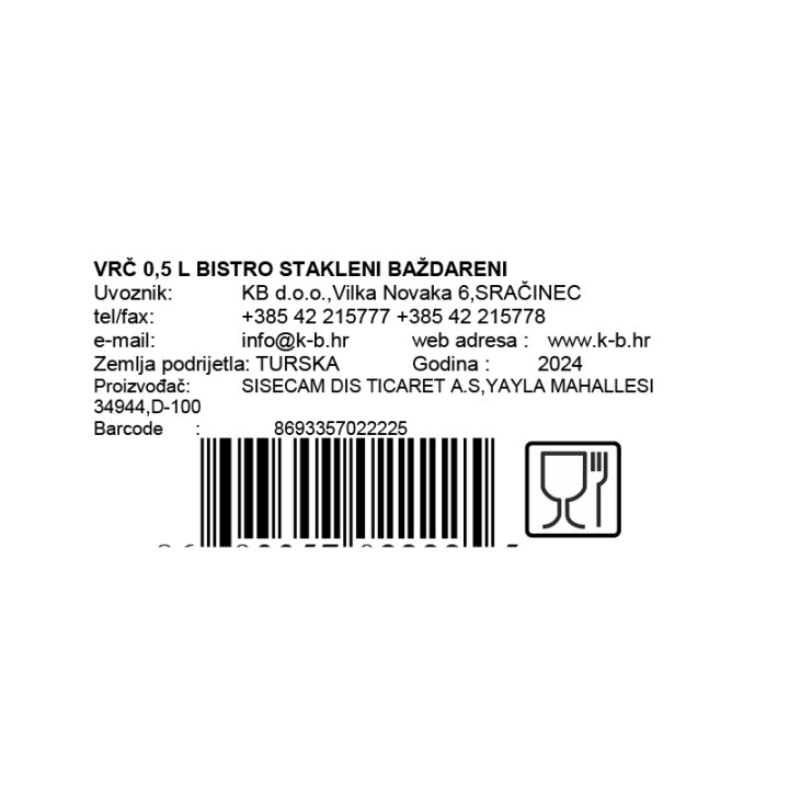VRČ 0,5 L BISTRO STAKLENI BAŽDARENI
