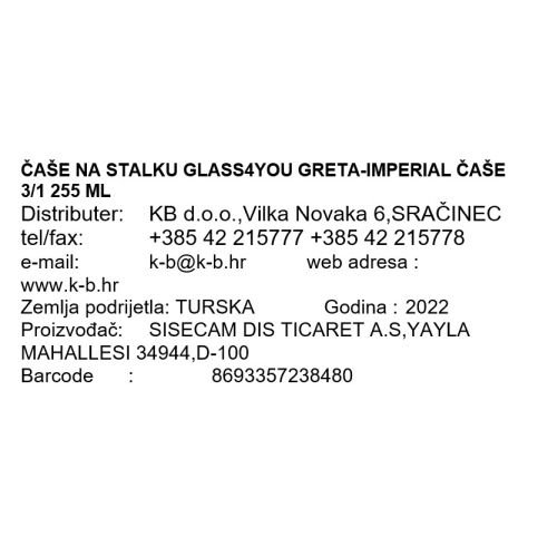ČAŠE ZA VINO IMPERIAL GLASS FOR YOU 255 ML 3/1