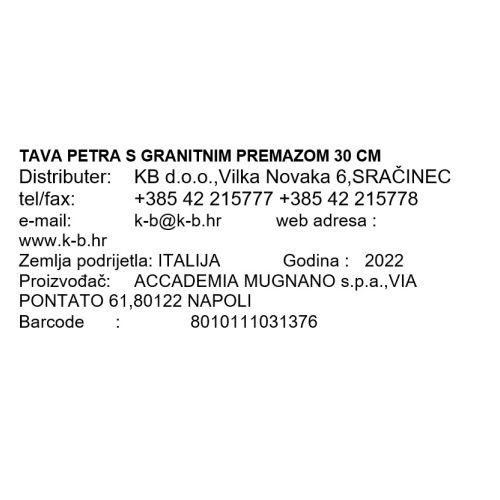 PETRA TAVA S GRANITNIM PREMAZOM 30 CM