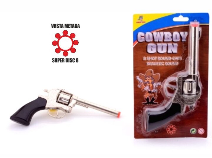 DJEČJI PIŠTOLJ METALNI 21 CM 8 METAKA - WILD WEST