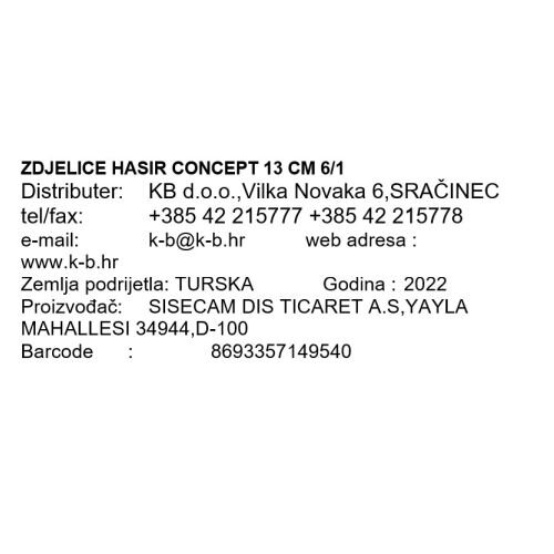 HASIR CONCEPT ZDJELICE 13 cm 6/1