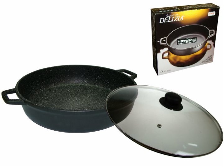 POSUDA ZA KUHANJE ALU-GUSS SA POKLOPCEM 2 DRŠKE 36cm - PIERRESTONE PRE