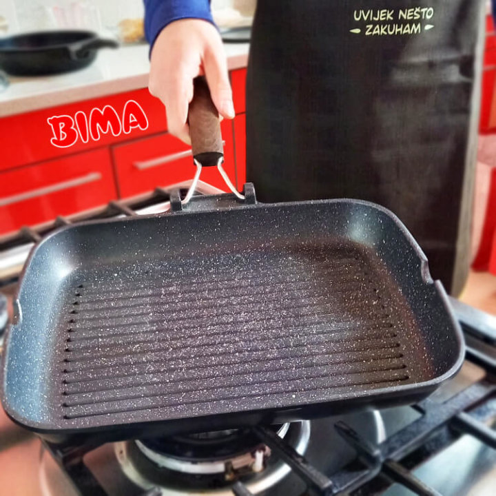 GRIL TAVA 35x25cm ALU-GUSS SA SKLOP.RUČKOM - PIERRESTONE PREMAZ