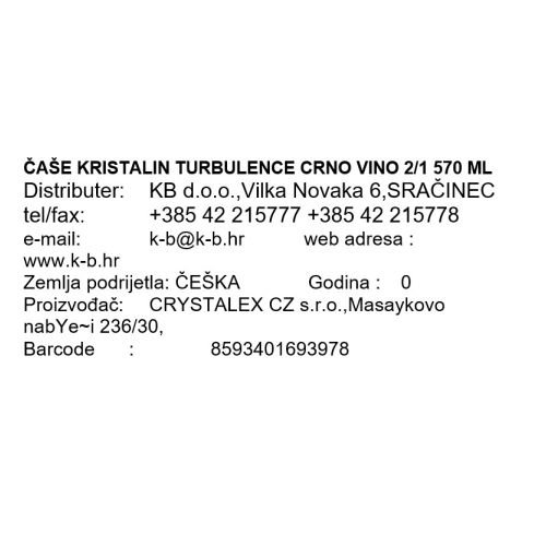 ČAŠE ZA CRNO VINO 2/1 570 ml TURBULENCE KRISTALIN