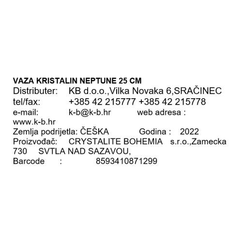 VAZA KRISTALIN 25 CM NEPTUNE