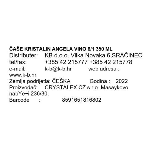 ČAŠE KRISTALIN VINO 6/1 350ml ANGELA