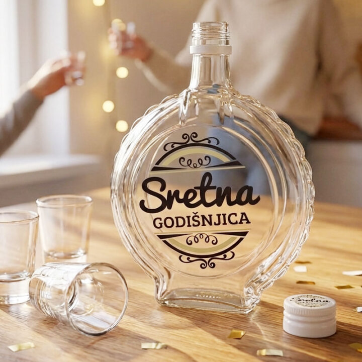 ČUTURICA BOCA STAKLENA S TISKOM 0,7L SRETNA GODIŠNJICA