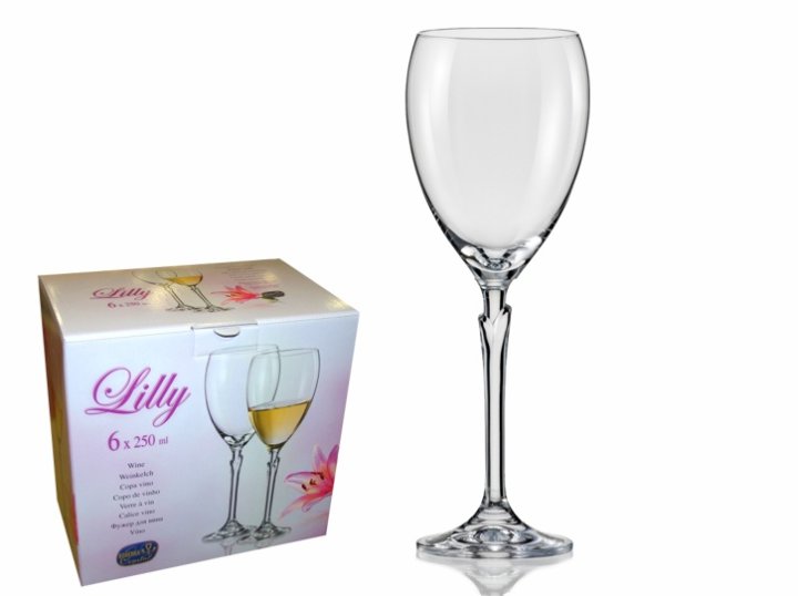 ČAŠE KRISTALIN VINO 6/1 250ml LILLY