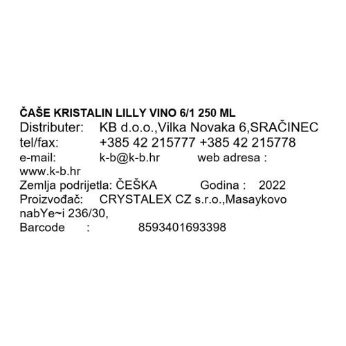ČAŠE KRISTALIN VINO 6/1 250ml LILLY