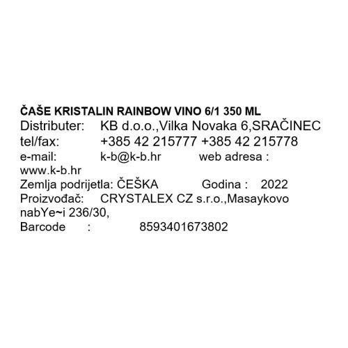 ČAŠE KRISTALIN VINO 6/1 350 ML RAINBOW
