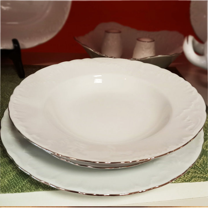 SERVIS ZA JELO PORCULAN 18/1 SREBRNI RUB ROCOCO