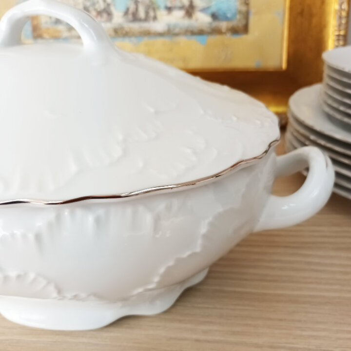 SERVIS ZA JELO PORCULAN 23/1 SREBRNI RUB SA JUŠNIKOM 2,7 L ROCOCO