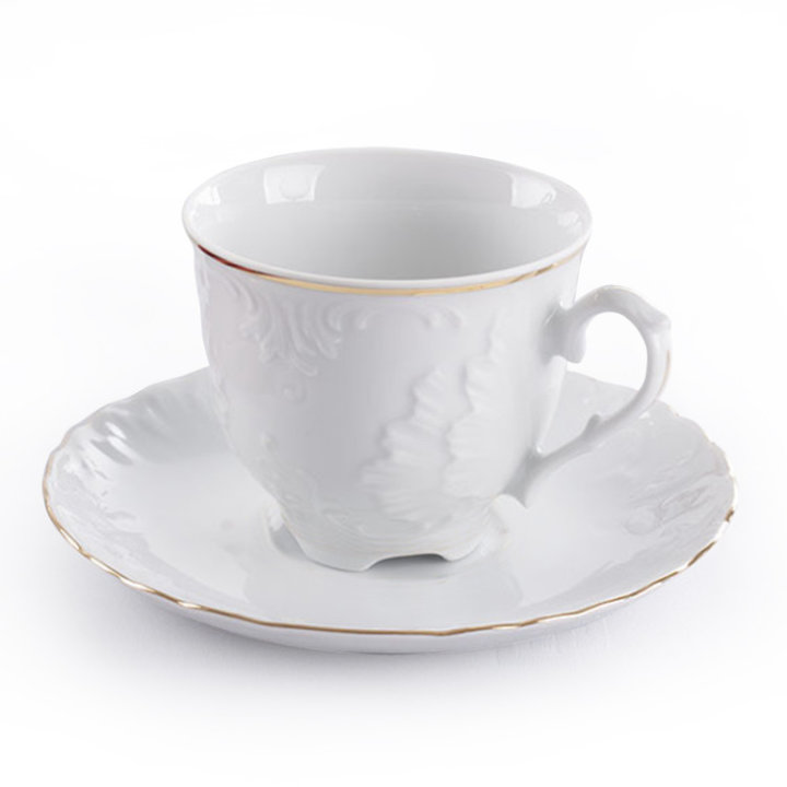 SET ŠALICA ZA KAVU PORCULAN 6/1 GOLD FILET 250 ML ROCOCO