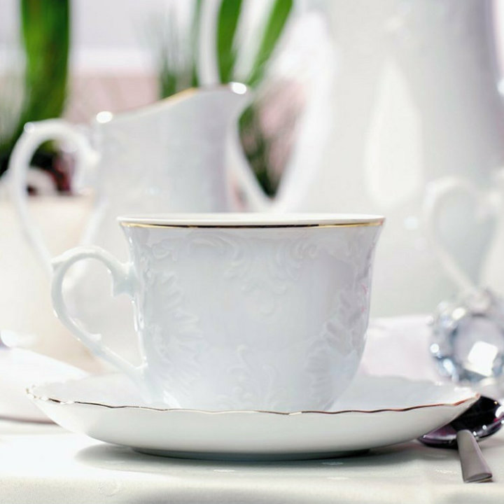 SET ŠALICA ZA KAVU PORCULAN 6/1 GOLD FILET 250 ML ROCOCO