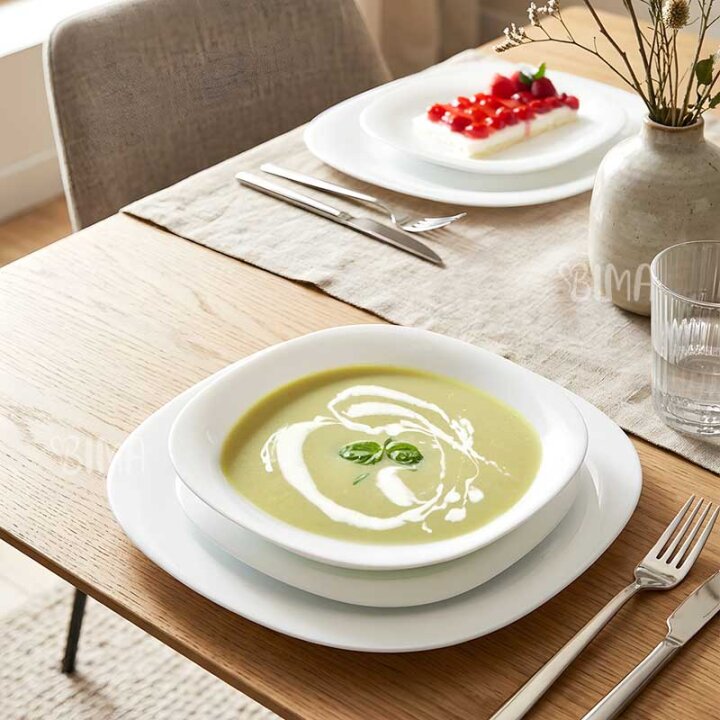 TANJURI SET 18 DIJELNI CARINE BIJELI ČETVRTASTI