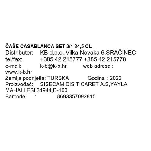 ČAŠE CASABLANCA SET 3/1 24,5 CL