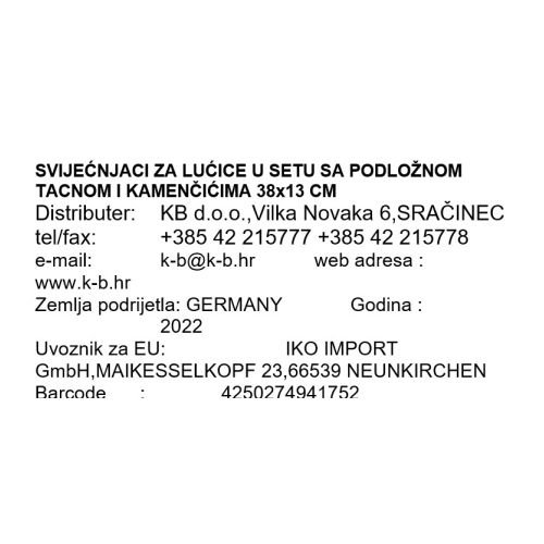 SVIJEĆNJACI ZA LUČICE U SETU SA PODLOŽNOM TACNOM I KAMENČIĆIMA 38x13 C