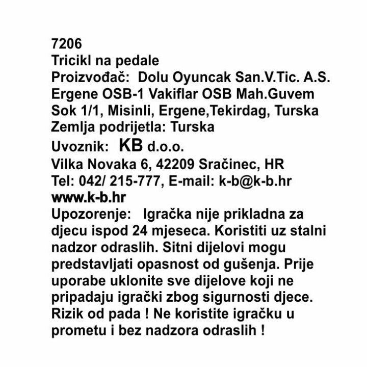 DJEČJI TRICIKL ZA IGRU