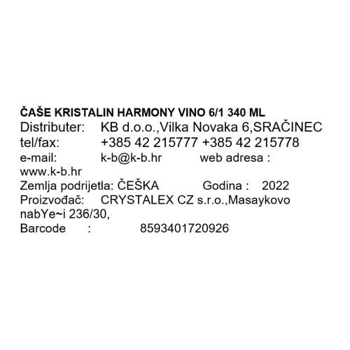 ČAŠE KRISTALIN VINO 6/1 340ml HARMONY