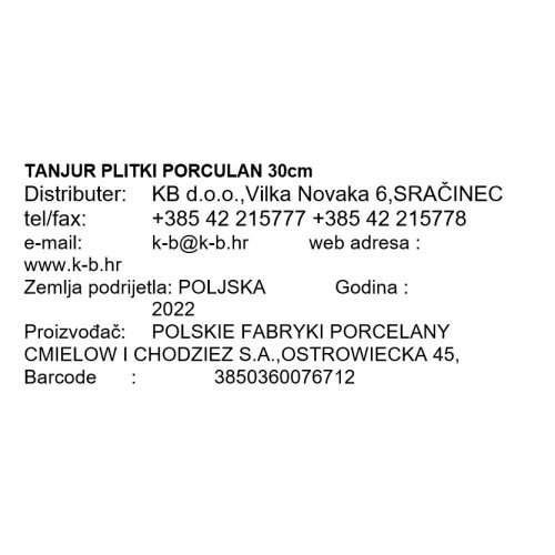 PLITKI TANJUR PORCULAN 30 cm