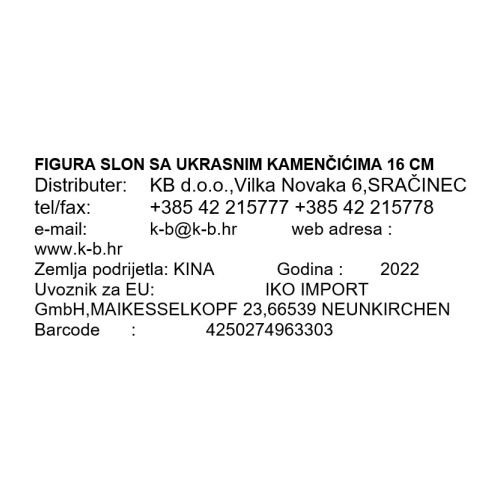 FIGURA SLON SA UKRASNIM KAMENČIĆIMA 16 CM