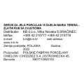 SERVIS ZA JELO PORCULAN 18 DIJELNI MARIA TERESA - ZLATNI RUB SA CVJETIĆIMA