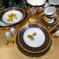 PORCULANSKI TANJURI 23 DIJELNI BOLERO - CRNO ZLATNI ORNAMENT