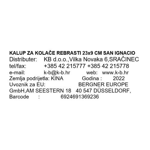 KALUP ZA KOLAČE REBRASTI 23x9 CM SAN IGNACIO