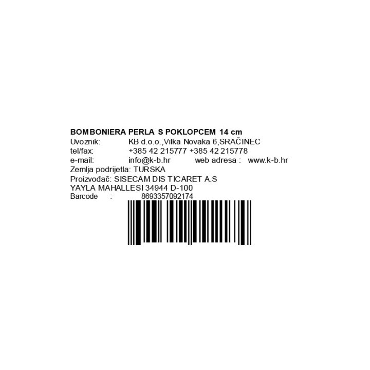 BOMBONIERA S POKLOPCEM 14 CM PERLA