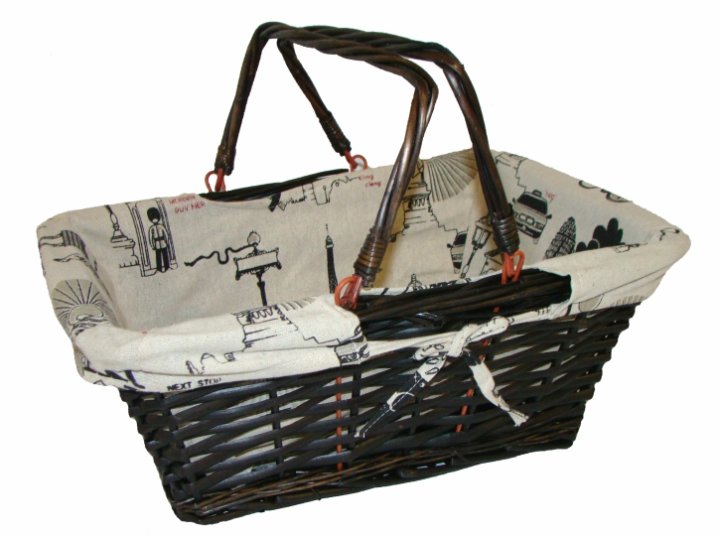 KOŠARA ČETVRTASTA SA PLATNOM I DVIJE DRŠKE - SMEĐA 42x28x30 CM