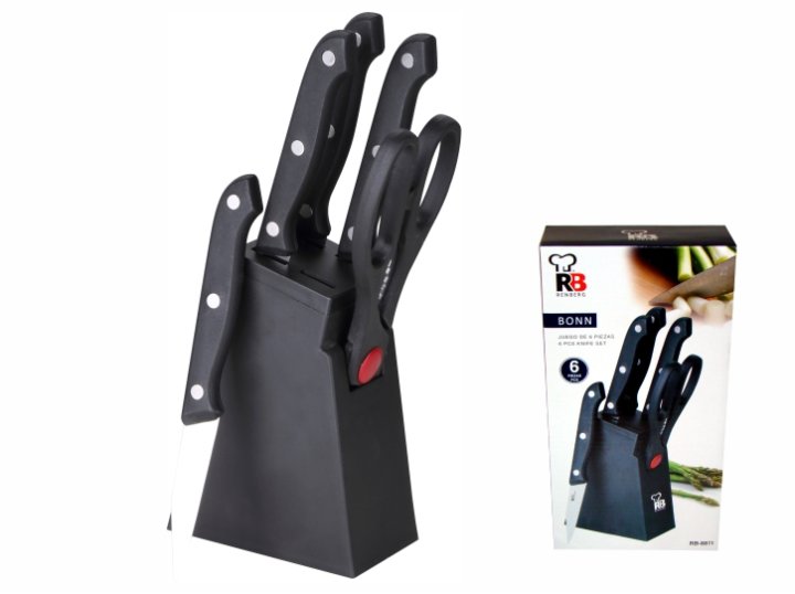 NOŽEVI I ŠKARE U STALKU SET 6 DIJELNI - BONN 24,5x13 CM