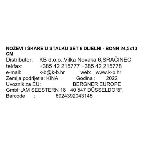 NOŽEVI I ŠKARE U STALKU SET 6 DIJELNI - BONN 24,5x13 CM