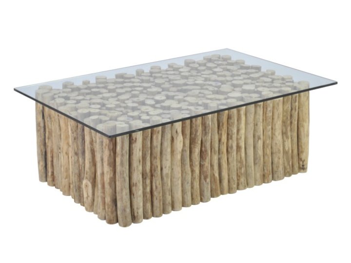STOLIĆ DEKORATIVNI DRVENI NATUR SA STAKLENOM PLOČOM 120x75x41 CM