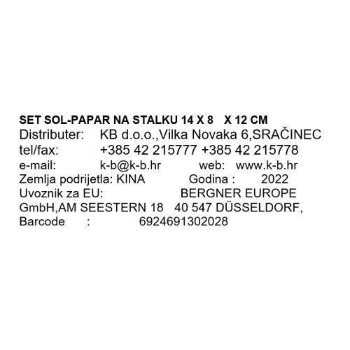 SET SOL-PAPAR NA STALKU 14 X 8  X 12 CM