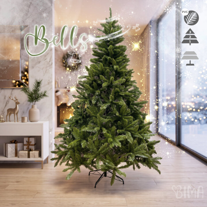 BOŽIĆNO DRVCE S METALNIM STALKOM 240 CM BELLS