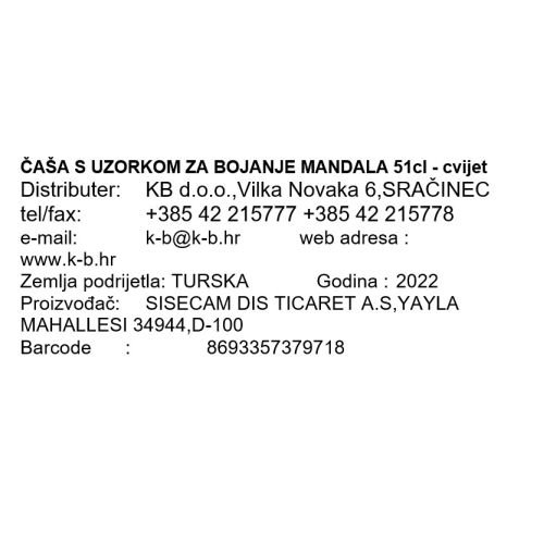 ČAŠA S UZORKOM ZA BOJANJE MANDALA 510 ML - cvijet