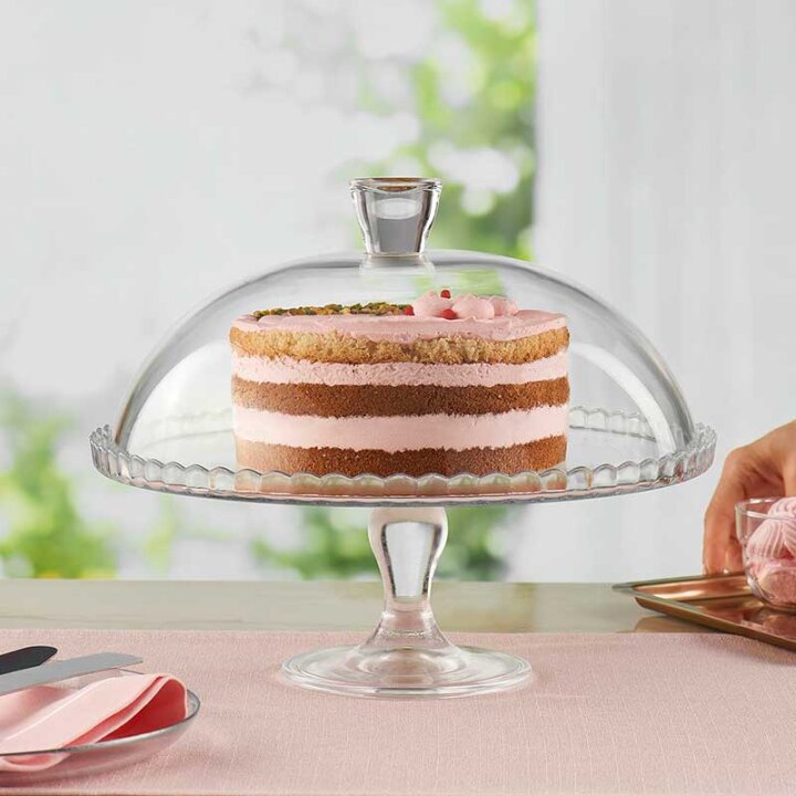 TACNA STAKLENA NA STALKU S POKLOPCEM PATISSERIE 32,2 CM