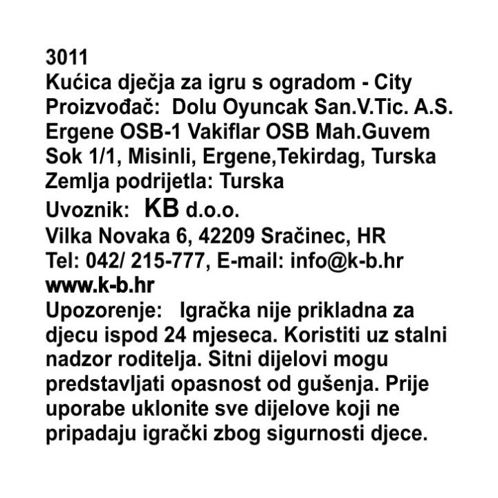KUĆICA ZA IGRU S OGRADOM - CITY HOUSE 130x151x104 CM