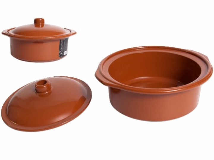 PEKAČ S POKLOPCEM OKRUGLI KERAMIČKI SMEĐI 4,5 L (30,5x11 CM)