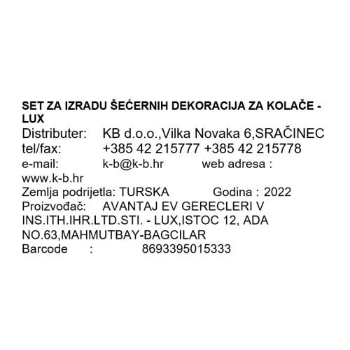 SET ZA IZRADU ŠEĆERNIH DEKORACIJA ZA KOLAČE - LUX