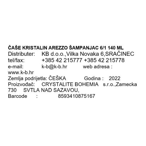 ČAŠE KRISTALIN AREZZO ŠAMPANJAC 6/1 140 ML